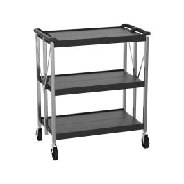 Chariot de service - 3 niveaux - pliable - noir - acier inoxydable - G-Line