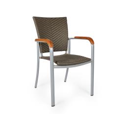Chaise de terrasse Baja - Empilable - Accoudoir - Osier tressé - Marron - Plastique - G-Line