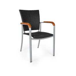 Chaise de terrasse Baja - Empilable - Accoudoir - Osier tressé - Noir - Plastique - G-Line