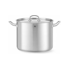 Casserole haute avec couvercle - Acier inoxydable - H 22 x 28 cm - Hendi - 837405