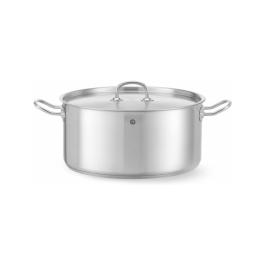 Casserole peu profonde avec couvercle - Acier inoxydable - H 15 x 33,5 x 43,5 cm - Hendi - 836040
