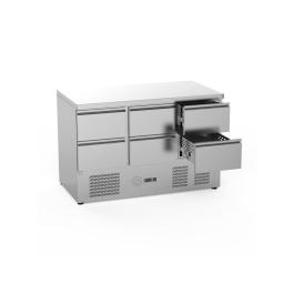 Établi réfrigéré - 6 tiroirs - 368 litres - Inox - 230 V - H 88 x L 136,5 x P 70 cm - G-Line