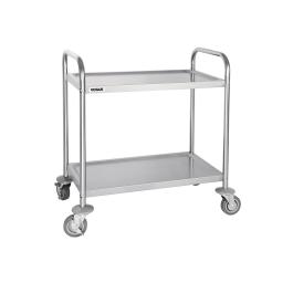 Chariot de service - 2 niveaux - Petit - H 82,5 x 71 x 40,5 CM - Inox - Vogue - F996
