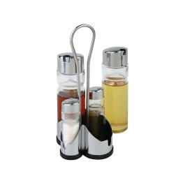 Ménage - 5 pièces - H 21,8 x 10,6 x 11 CM - Verre/inox - APS - CF297