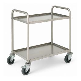 Chariot de service en acier inoxydable - 2 plateaux - Démontable - G-Line