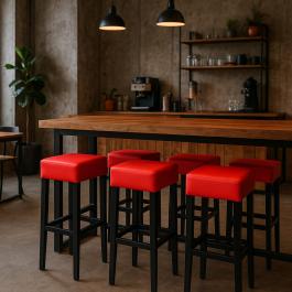 Tabouret de bar Naples - Rouge - Cuir synthétique - G-Line
