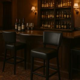 Tabouret de bar Naples - Avec dossier - Noir - Cuir synthétique - G-Line