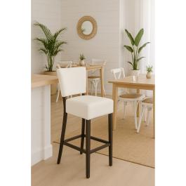Tabouret de bar Naples - Avec dossier - Crème - Cuir synthétique - G-Line