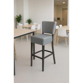 Tabouret de bar Naples - Avec dossier - Gris - Simili cuir - G-Line