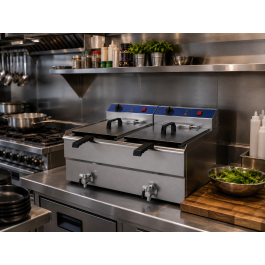 Friteuse - Electrique - Modèle de table - Vanne de vidange - 2 x 10 L - 2 x 400V - G-Line