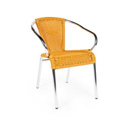Chaise de terrasse Cannet - Empilable - Accoudoir - Osier tressé - Naturel - Aluminium - G-Line