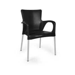 Chaise de terrasse Anny - Empilable - Accoudoir - Noir - G-Line