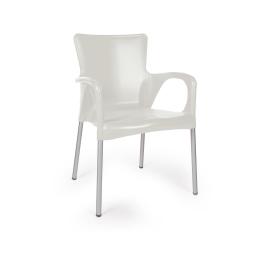 Chaise de terrasse Anny - Empilable - Accoudoir - Blanc - G-Line