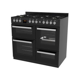 Cuisinière à gaz - 7 brûleurs - 2 fours électriques - Gril - Rangement - Noir - 400V - G-Line