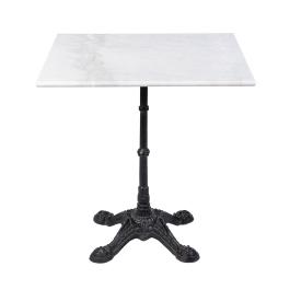 Table - Carrée - 4 Ados - Marbre Blanc - Fonte - H 72 x L 80 x P 80 CM - G-Line