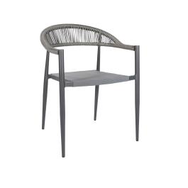 Chaise de patio Joanna - Empilable - Accoudoirs - Rotin - Anthracite - G-Line