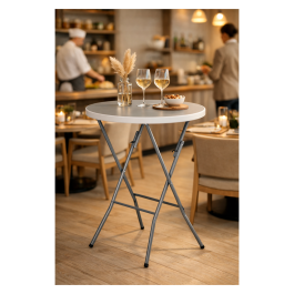 Table haute ronde et pliable grise - Ø 80 x H 110 cm - G-Line