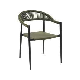 Chaise de patio Joanna - Empilable - Accoudoirs - Rotin - Verte - G-Line