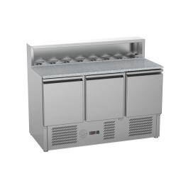 Etabli à pizza - 3 portes - 368 L - inox - 230V - H 86 x L 136 x P 70 CM - G-Line