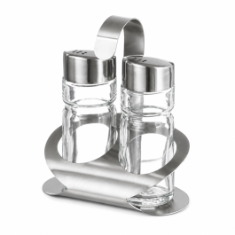 Ménage - 2 pièces - Acier inoxydable/verre - H 12 cm - G-Line