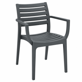 Chaise de jardin Artemis - Avec accoudoirs - Empilable - Plastique - Gris foncé - G-Line