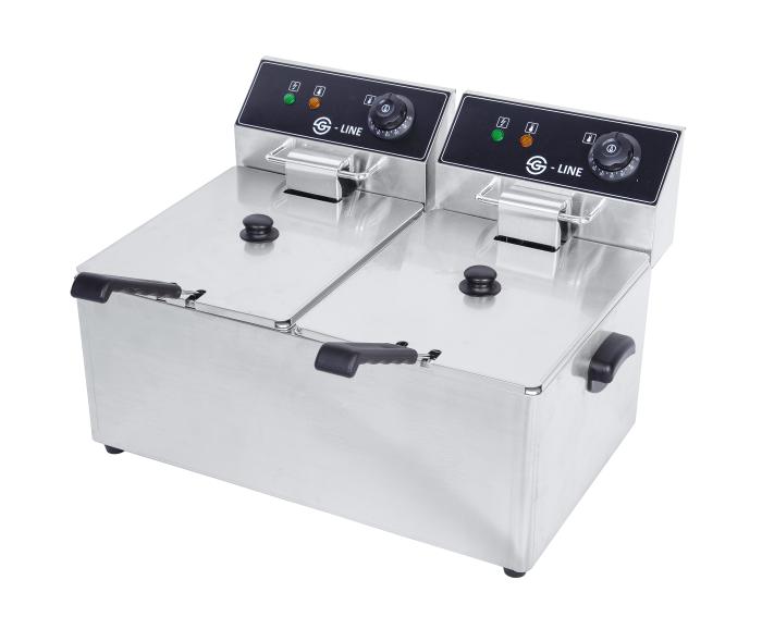 Friteuse - électrique - modèle de table - 2 x 8 L - acier inoxydable - 2 x 230V - G-Line HW-147701 €189.00 Friteuses 230 volts