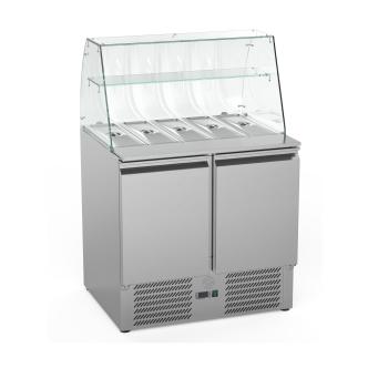 Saladette - 2 portes - H 85 x 90 x 70 CM - 2 x GN 1/1 + 1 x GN 1/2 - Inox - Construction verre - G-Line 26294 €799.00 Saladette