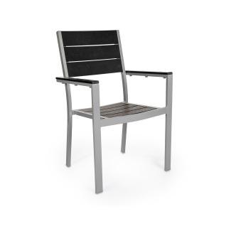 Chaise de terrasse - Oakland - Aspect bois noir / Gris clair - H 89 x 56 x 56,5 CM - Aluminium - G-Line 75449 €59.95 Chaises de terrasse