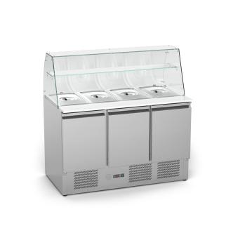 Saladette - 3 portes - H 85 x 136,5 x 70 CM - 368 Litres - Acier Inoxydable - Construction en verre - G-Line 26297 €1,099.00 Saladette