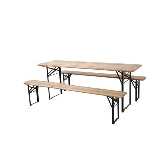 Ensemble de bancs à bière - 220 x 70 CM - Naturel / Noir - G-Line HW-139361 €159.00 Tables et guéridons