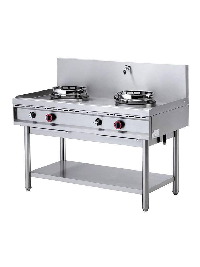 Brûleur Wok - 2 Brûleurs - 2 x 13kW - Acier Inoxydable - Sur Pied - Diamant - WGL2-13