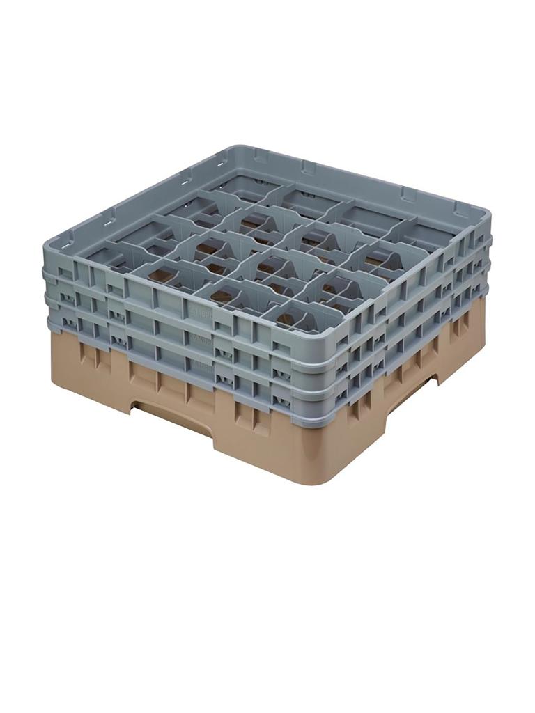 Panier lave-vaisselle - 16 compartiments - Beige - H 22,5 x 50 x 50 CM - Polypropylène - Cambro - DE783