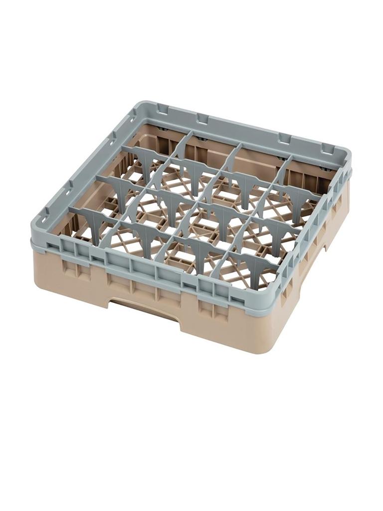 Panier lave-vaisselle - 16 compartiments - Beige - H 14,3 x 50 x 50 CM - Polypropylène - Cambro - DW550