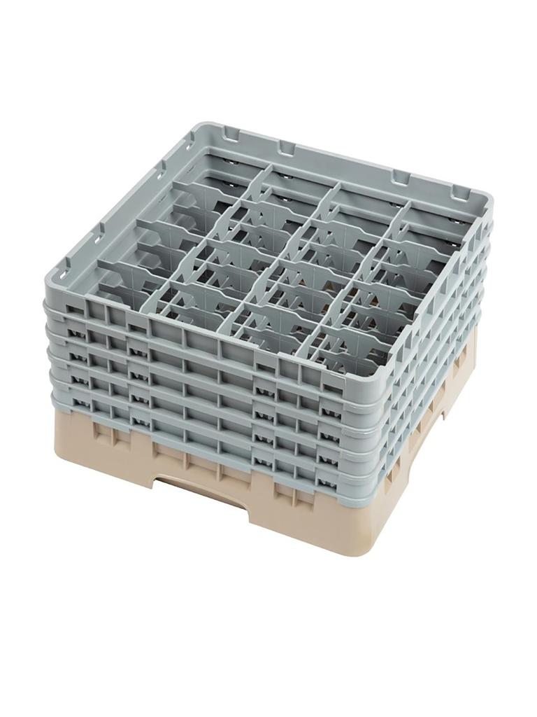 Panier lave-vaisselle - 16 compartiments - Beige - H 30,8 x 50 x 50 CM - Polypropylène - Cambro - DW552