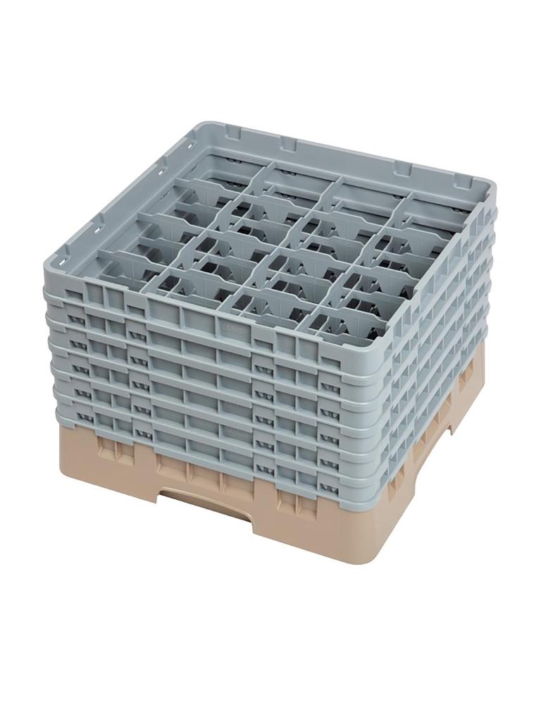 Panier lave-vaisselle - 16 compartiments - Beige - H 34,9 x 50 x 50 CM - Polypropylène - Cambro - DW553