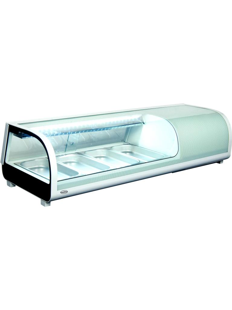 Vitrine à sushis - 4 x GN 1/3 - H 26,5 x 117,7 x 42 CM - 230V - Poignée combi - 7487.0065