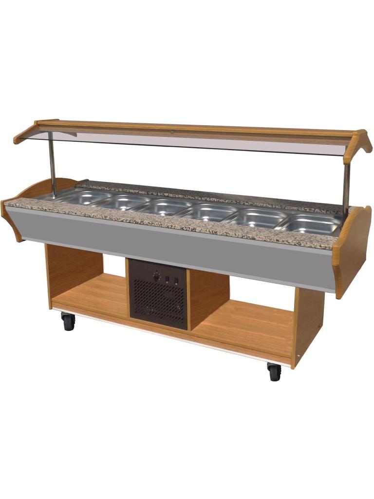 Buffet Réfrigéré - 6 x 1/1 GN - H 85/135 x 220 x 90 CM - Poignée combi - 7077.0015