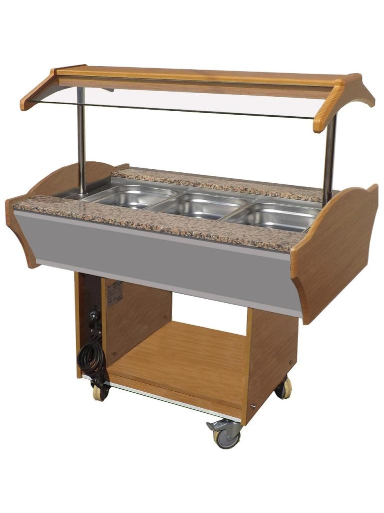 Buffet Chaud - 3 x 1/1 GN - H 85/135 x 120 x 90 CM - Poignée combi - 7077.0020