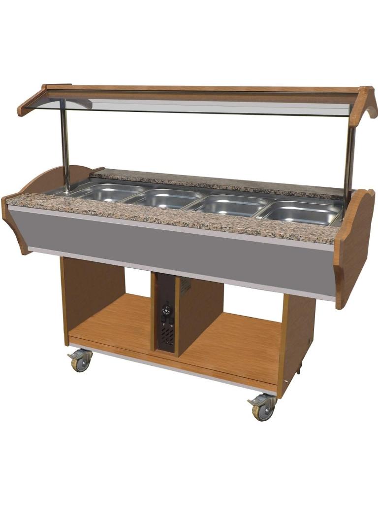 Buffet chaud - 4 x 1/1 GN - H 85/135 x 155 x 90 CM - Poignée combi - 7077.0025