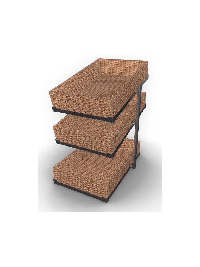 Corbeilles à Pain Etagere - 3 Niveaux - H 76 x 33,5 x 62 CM - Poignée Combi - 7013.2305