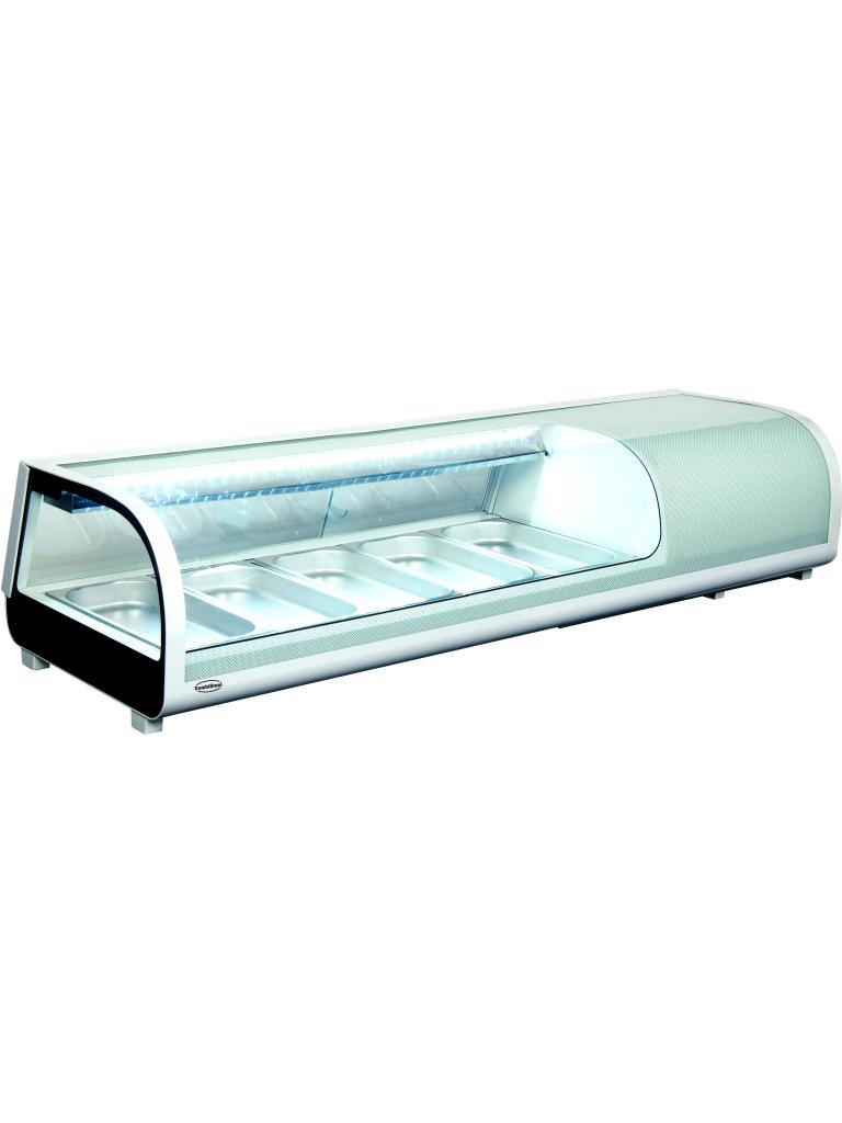 Vitrine à sushis - 5 x GN 1/3 - H 26,5 x 135,2 x 42 CM - 230V - Poignée combi - 7487.0070