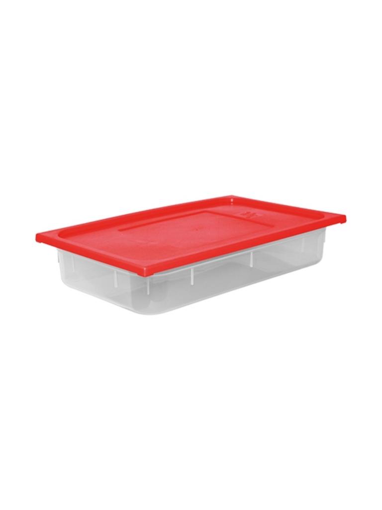 Boîte Alimentaire - 1/1 GN - 13 Litre - H 10 x 53 x 32.5 CM - Polypropylène - Rouge - -40°C / +70°C - Hermétique Verrouillable - Caterchef - 953837