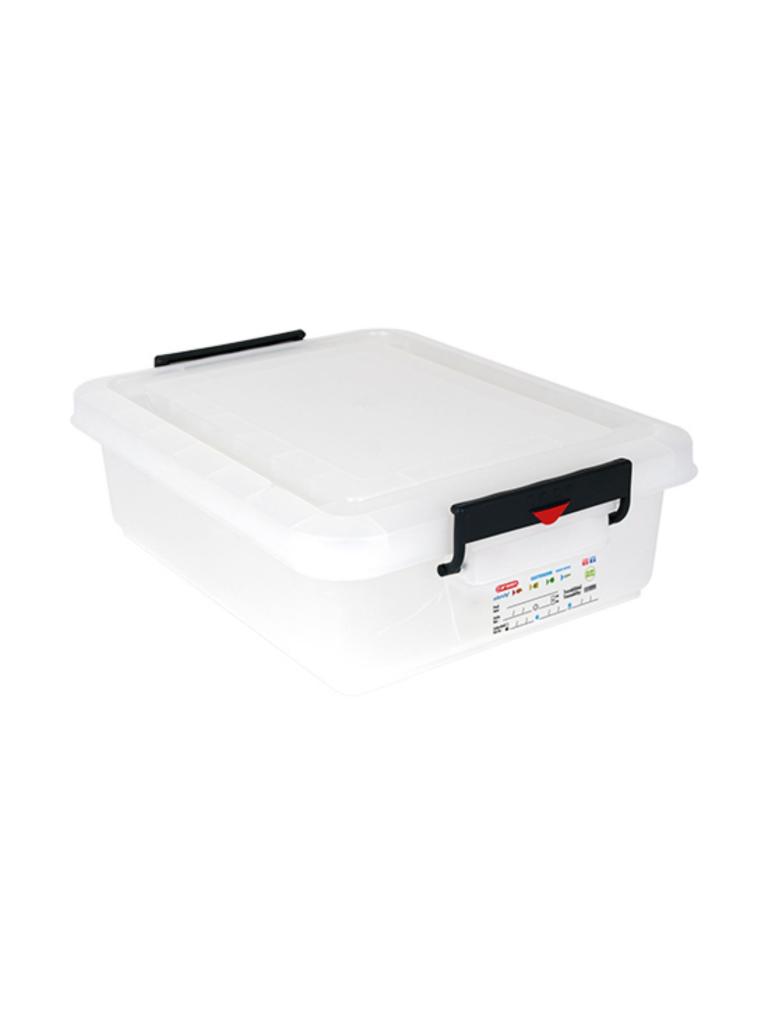 Conteneur alimentaire - H 15,9 x 39,6 x 530 CM - 1 932 KG - Polyéthylène - Transparent - 30 Litres - -40°C / +90°C - Fermeture Clip - Araven - 962205