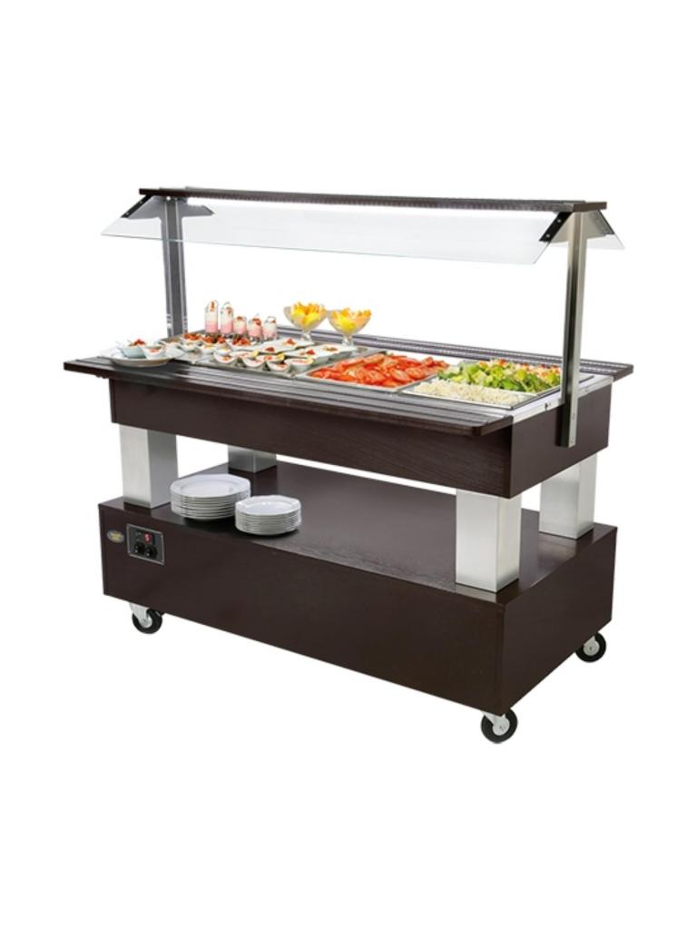 Bar à salade - H 137 x 144,2 x 95 CM - 100 KG - 220 - 240 V - 500 W - Statique - R134A - Bois Wengé - +2°C / +10°C - Roller Grill - 304171
