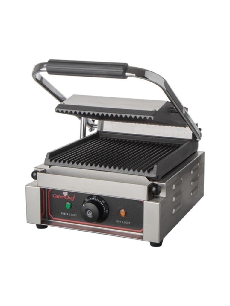 Contact grill Solocompact - H 19,3 x 28,9 x 32 CM - 14 KG - 220 - 240 V - 1800 W - Fonte - Nervuré - +50°C / +300°C - Caterchef - 688400