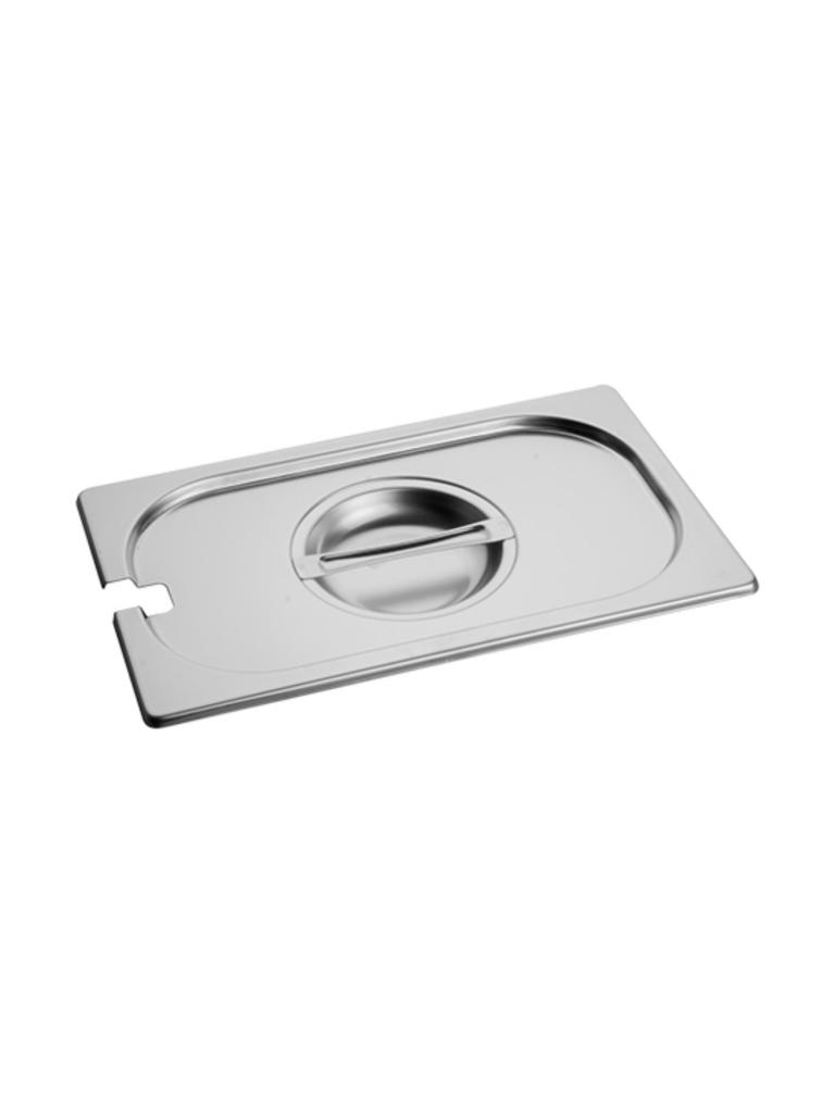 Couvercle Gastronorm - 1/4 GN - 26,5 x 16,2 CM - Inox - Avec évidement cuillère - Caterchef - 953145