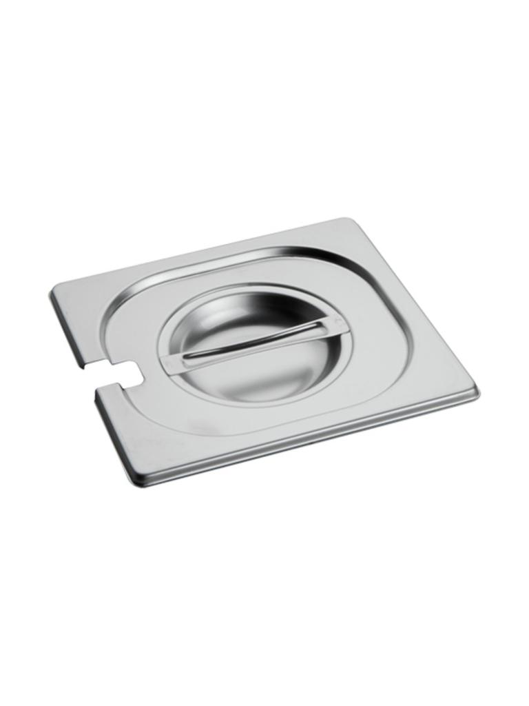 Couvercle Gastronorm - 1/6 GN - 17,6 x 16,2 CM - Inox - Avec Découpe Cuillère - Caterchef - 953165