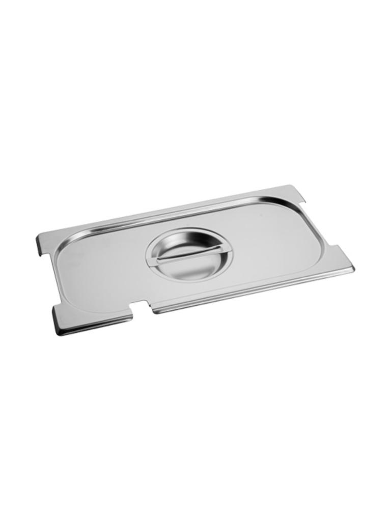 Couvercle Gastronorme - 1/3 GN - 32,5 x 17,6 CM - Inox - Avec Découpe Cuillère Et Manche - Caterchef - 953455