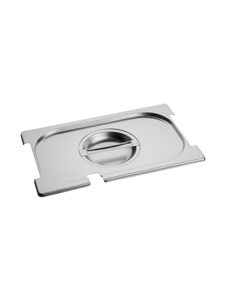 Couvercle Gastronorme - GN 1/4 - 26,5 x 16,2 CM - Inox - Avec Découpe Cuillère Et Manche - Caterchef - 953465