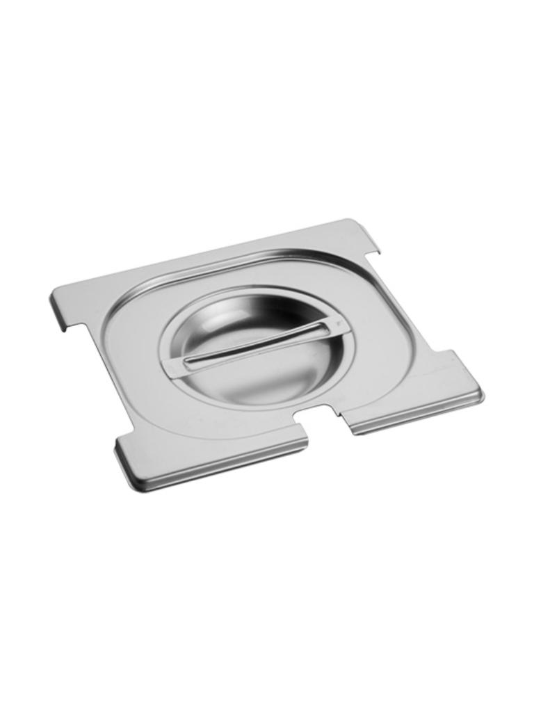 Couvercle Gastronorm - GN 1/6 - 17,6 x 16,2 CM - Inox - Avec Découpe Cuillère Et Manche - Caterchef - 953475